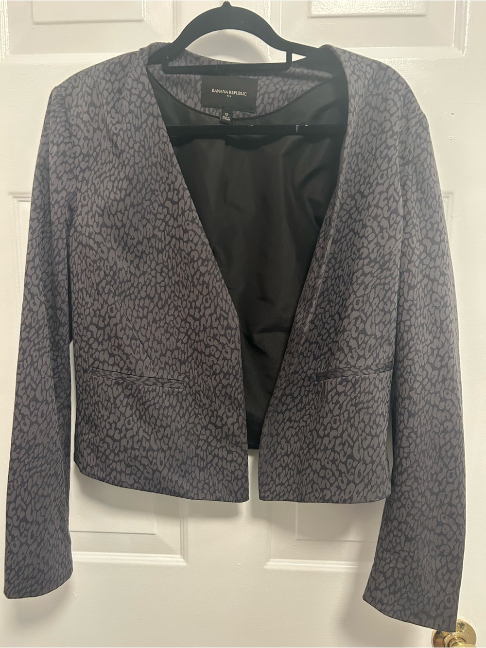 Banana Republic Gray Printed Open Blazer